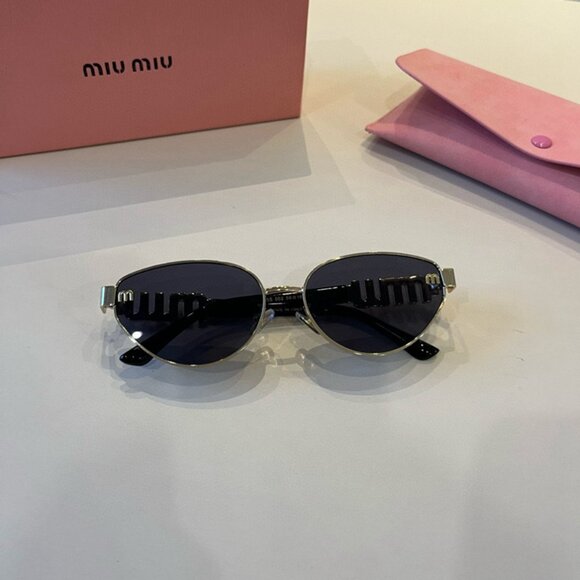 Miu Miu Gold Metal Frame Black Sunglasses main image 6